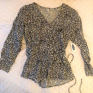 Animal Print Leopard Black White Cheetah Blouse